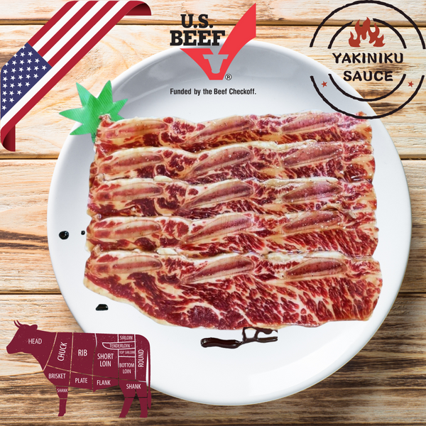 US牛骨付き上カルビ Bone-in Short Rib / Yakiniku sliced (5.0mm) & Japanese Yakiniku sauce marinated / US / Corn-fed / CHOICE