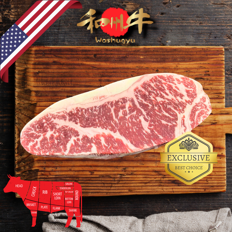 和州牛 サーロイン Washugyu Striploin / Steak Cut / US / ALL NATURAL / Wagyu / SUPER PRIME BEEF 10+